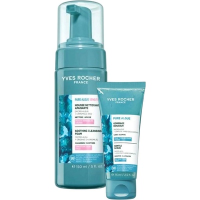 Yves Rocher Pure Algue Комплект - Почистваща пяна и Ексфолиант за лице, 150 + 75 ml
