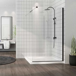 Fluminia Параван за душ кабина Mediterraneo Foxy Black 90x200 см матово черно, лесно почистващ се профил (W01SC01BL-90-V1)