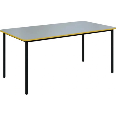 JSBR 170 N jídelní stůl kovová podnož černá deska 18 mm deska šedá s hranou žlutá odio 1700 x 900 mm
