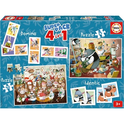 Educa Superpack 4v1 Forest Tales by Kasandra domino pexeso a s 25 a 50 dílky