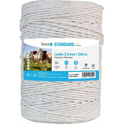 Lanko pro elektrický ohradník, průměr 2,5 mm, bílé, délka 250 m