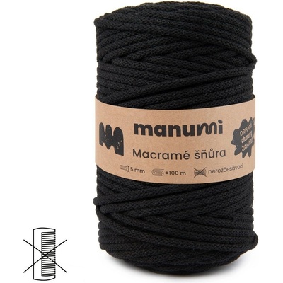 Manumi Macramé šňůra 5mm černá - 1 ks