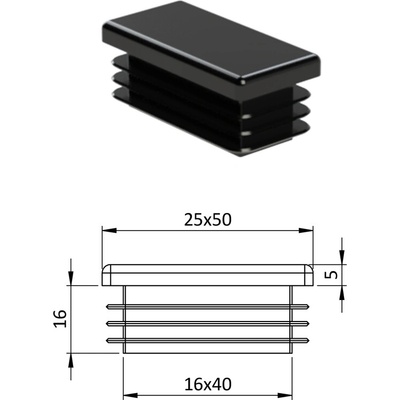 Krytka plastová 25 x 50 mm