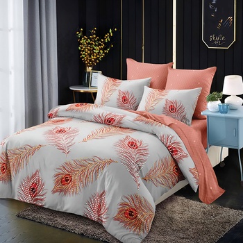 EmonaMall Двулицево спално бельо с ластик EmonaMall, 6 части - Модел S18934 (S18934-10000e-B-642)