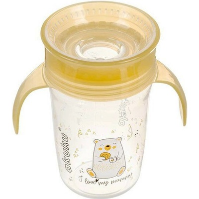 Akuku nevylévající hrneček s úchyty I love mum Mummy 240 ml transparentní/žlutá