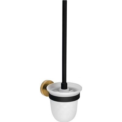 Sapho LARISSA WC štětka závěsná mléčné sklo černá zlato mat WS008BG