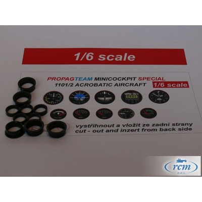 AEROCOCKPIT Palubní přístroje sada 1/6 Acrobatic Aicraft s rámečky