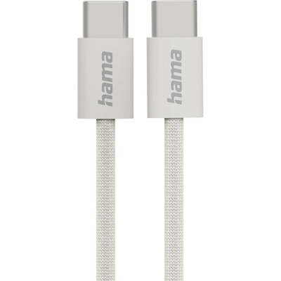 Hama Кабел за зареждане "Fabric", USB-C - USB-C, 1 m, Nylon, сив (201728)