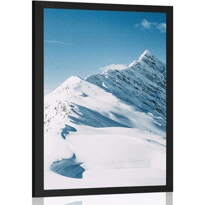 Plakát zasněžené pohoří - 30x45 black