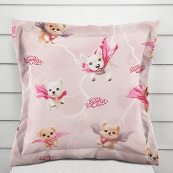 Biante bavlna s lemom Sandra SA-650 Psí superhrdinovia na staroružovom 35 x 45 cm