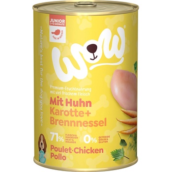 WOW 6х400г Junior WOW, консервирана храна за кучета - с пилешко