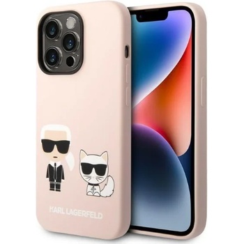 KARL LAGERFELD Кейс Karl Lagerfeld KLHMP14LSSKCI за iPhone 14 Pro 6.1"", светлорозов / светлорозов, твърд, съвместим с Magsafe, Silicone Karl & Choupette (KF001067-0)