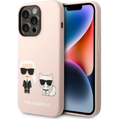 KARL LAGERFELD Кейс Karl Lagerfeld KLHMP14LSSKCI за iPhone 14 Pro 6.1"", светлорозов / светлорозов, твърд, съвместим с Magsafe, Silicone Karl & Choupette (KF001067-0)