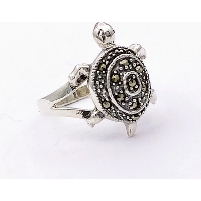 Zlato-Minerály Stříbrný prsten markazit želva ST05738sd59