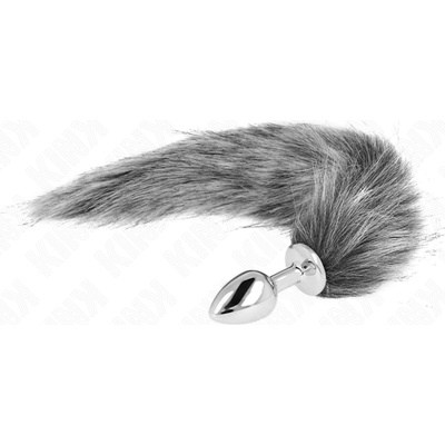 Kink Fox Tail with Metal Plug Grey