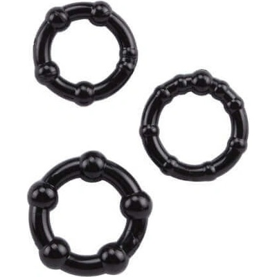 Lonely slay hard penis ring set - black 3pcs