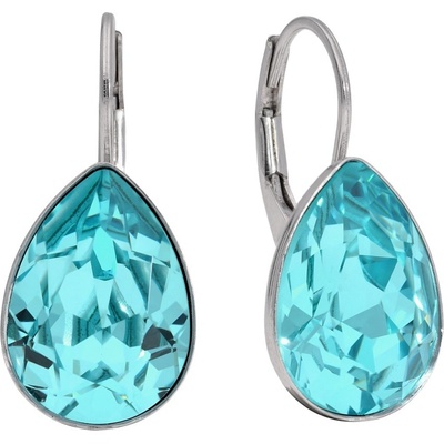 Swarovski Elements Pear stříbrné visací modré slzičky kapky 31242.3 Light Turquoise modrá světlá tyrkysová