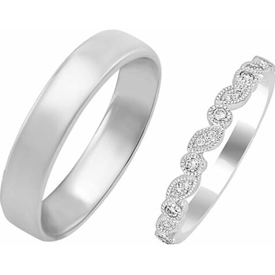 Eppi Zlatý vintage prsten s diamanty a zlatý komfortní snubní prsten Sango RW35765
