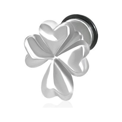 Šperky eshop falešný piercing stříbrné barvy do ucha irský čtyřlístek W32.30