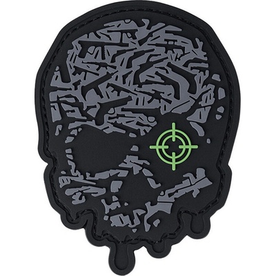 Gumová nášivka 101 Inc Target Eye Skull - sivá-čierna