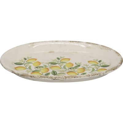 Chic Antique Béžový antik keramický podnos s citróny Limone Blossom 25*18*2 cm