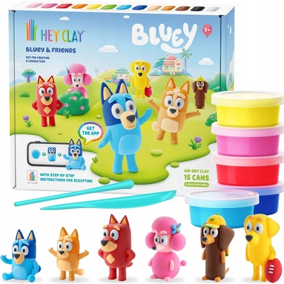 Hey Clay Bluey Modelovacia hmota na hranie + príslušenstvo, plastelína 13 farieb