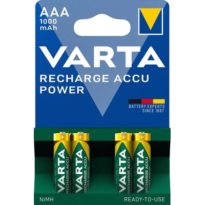 VARTA HR03 AAA Recharge Accu Power 1000 mAh 05703 Акумулаторни батерии 4 бр. Зелен, Жълт (4008496594375)