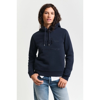 Gant Reg Tonal Shield Hoodie Evening Blue
