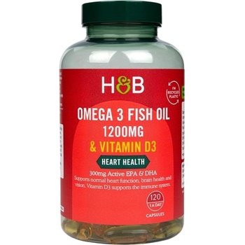 Image 1 of Holland & Barrett Omega 3 Fish Oil 1200 mg & Vitamin D3 [120 Гел капсули]