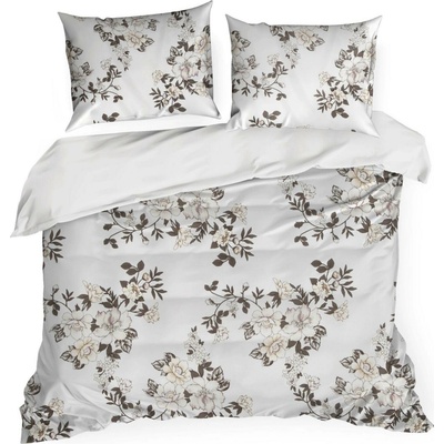 Takoy obliečky z mikrovlákna bielej a krémovej farby s kvetinovým motívom INGA Design 91-HF-459326 140x200 70x80