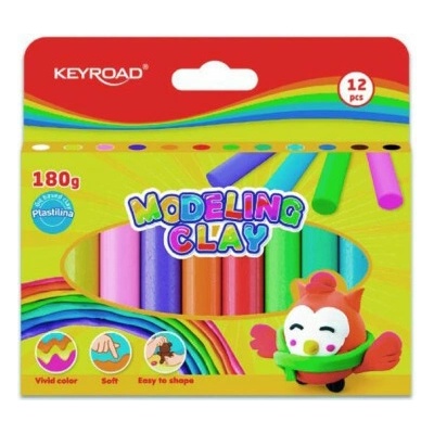 Plastelína KEYROAD neónová, blister 12 ks, mix farieb