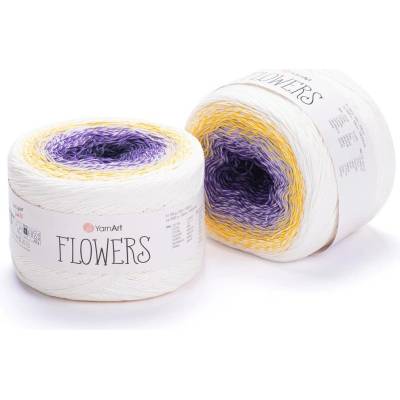 Yarn Art příze Flowers 307 tmavě modrá, fialová, žlutá