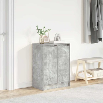 vidaXL Шкаф за обувки, бетонно сив, 57x34x76 см, инженерно дърво (861871)