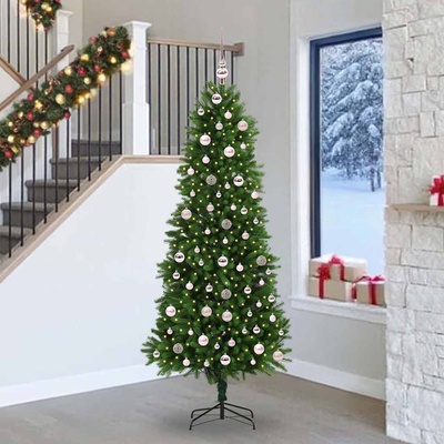 vidaXL Коледно дърво с 300 LED светодиода с поставка Зелен 240 cm ПЕ (3396351)