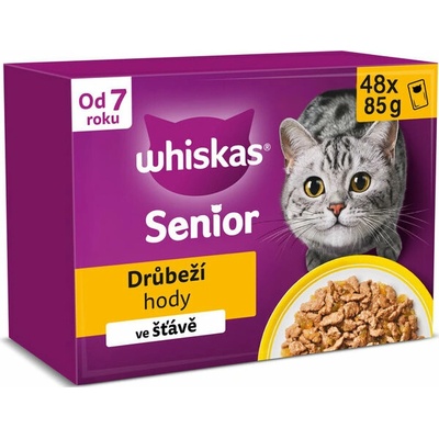 Whiskas kapsičky Senior hydinový výber v želé 48× 85 g