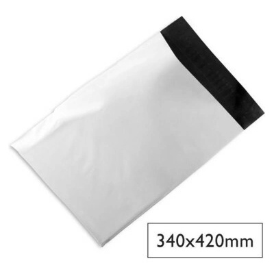 Plastové obálky na zásielky 340 x 420mm biele 100ks