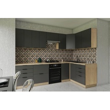 Casarredo Rohová kuchyňská linka 280x140 KROFT R2N grafit/dub sonoma