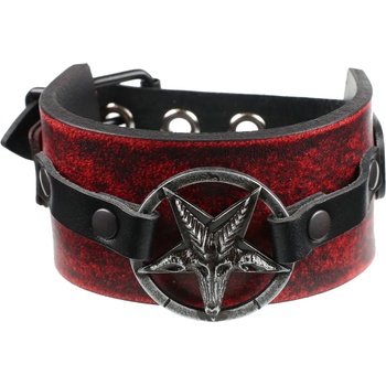 Leather & steel fashion Гривна Бафомет - червен - lsf1 56