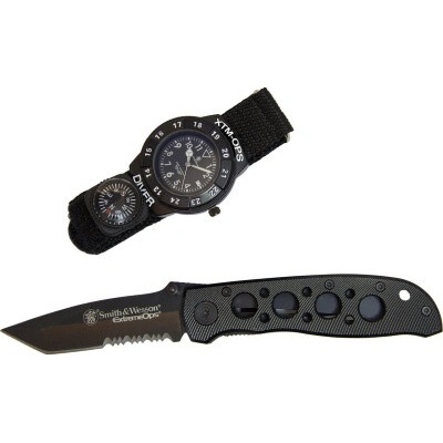 Smith & Wesson Dárkový Set EXTREME OPS COMBO zavírací + hodinky