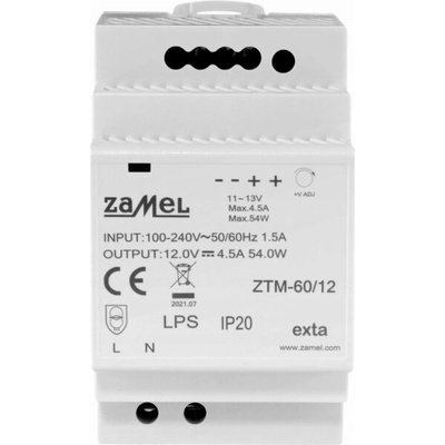 Zamel Spínaný napájecí zdroj pro montáž na lištu TH-35 (DIN), 60W, 12V DC typ: ZTM-60/12 EXT10000283