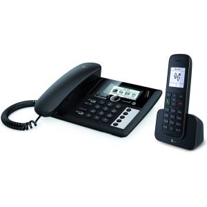 Telekom Telekom Sinus PA 207 Plus 1 комплект от настолен телефон и слушалки, черен (40753987)