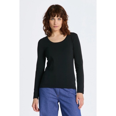 Gant tričko SLIM COT/ELA LS SCOOP NECK TOP čierna