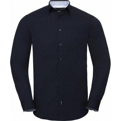 Russell Collection Košeľa Tailored Contrast Ultimate Stretch Bright Navy/Oxford Blue/White