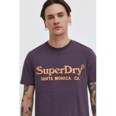 Superdry Памучна тениска Superdry в лилаво с принт (M1011893A.2AW)