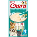 Granule pre mačky INABA Cat Churu Pyré kura s krabom 4 x 14 g