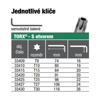 Bondhus LT-klíč T25 torx s vývrtem 33425