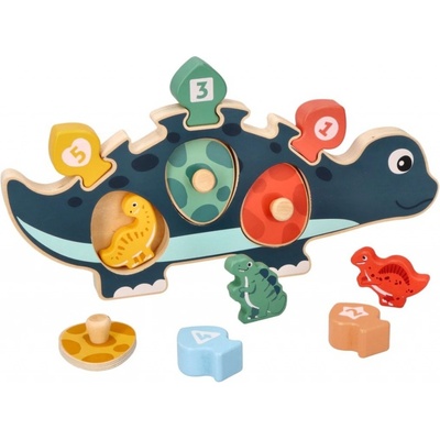 Adam Toys edukačná puzzle s číslami Dinosaurus mamička modrý