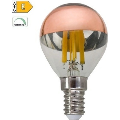 Diolamp LED Filament zrcadlová žárovka 5W/230V/E14/2700K/620Lm/180°/DIM, měděný vrchlík