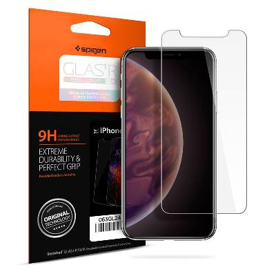 Калено стъклено защитно покритие за дисплея на iPhone 11 Pro, iPhone XS, iPhone X - Spigen Tempered Glass GLAS. tR Slim HD (прозрачен) (063GL24514)