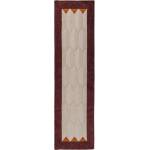 Flair Rugs Бордо/в естествен цвят ръчно изработена вълнена пътека 60x230 cm Apex Border Wool - Flair Rugs (503119382716)